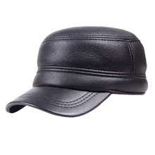 Мужская натуральный мех зимняя теплая плоская кепка Кепка с козырьком каскетка Армейский Берет газетчика шапки/Кепки