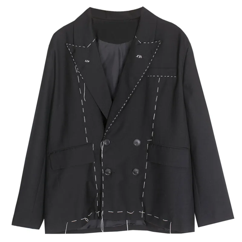 black WLD2927 XITAO plus size women blazers women fashion new double breast pocket elegant small fresh casual style full sleeve coat WLD2927 - Цвет: black WLD2927