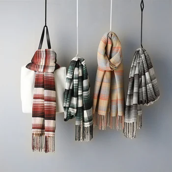 

2019 New Scarf Women Female Winter Double-sided Cashmere Scarf Classic Plaid Scarf Tassel Warm Shawl Collar