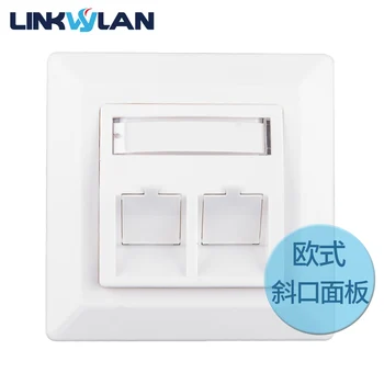 

80x80mm dual port 2-Port faceplate & wallplate - european style for RJ11, network RJ45 keystone Jacks