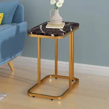 

Nordic Minimalistic Iron Tea Table Modern Marble Living Room Sofa Corner Corner Bedroom Bedside Moving Table