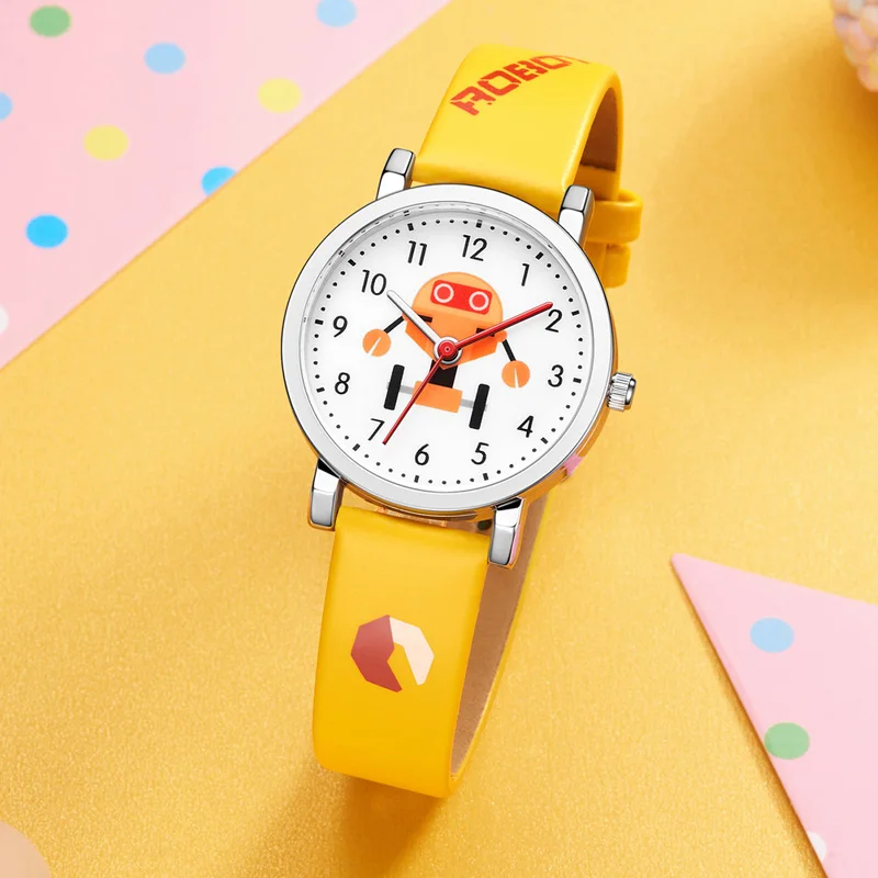 2019 KDM Girl Watches Lovely Cartoon Robot Watch Kids Waterproof Leather Straps Cute Watches Children Students Gift Quartz Clock enlarge