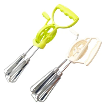 

2PCS Hand-Held Household Whisk Stainless Steel Manual Whisk Kitchen Hand Mixer Dough Mixer