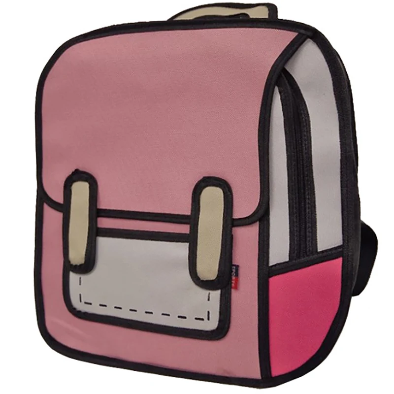 Fashion Womens Backpack Creative 2D Drawing Backpacks 3D Jump Style Cartoon School Bag for Girls Traval Rucksack Mochila Mujer