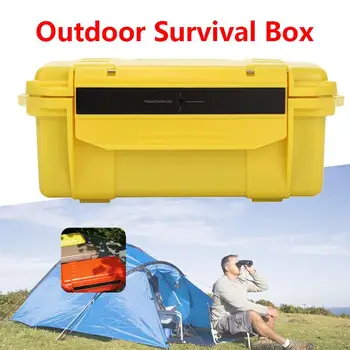 

Survival Box Durable Waterproof Yellow Anti Fall First Aid Hiking Emergency Outdoor Living Survival Kit