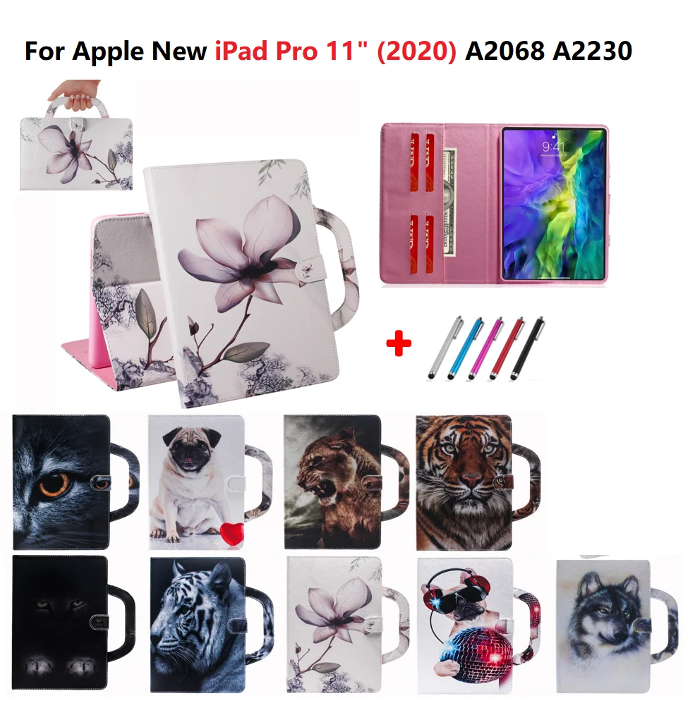 Чехол для iPad Pro 2020 с изображением кота собаки Совы волка модный кожаный чехол