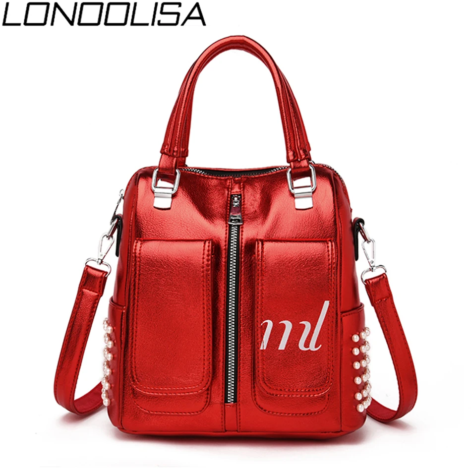 

Fashion Small Fragrance Style Women Backpacks High Quality Soft Leather Luxury Backpack Multifunction Women Pearl Shoulder Bags
