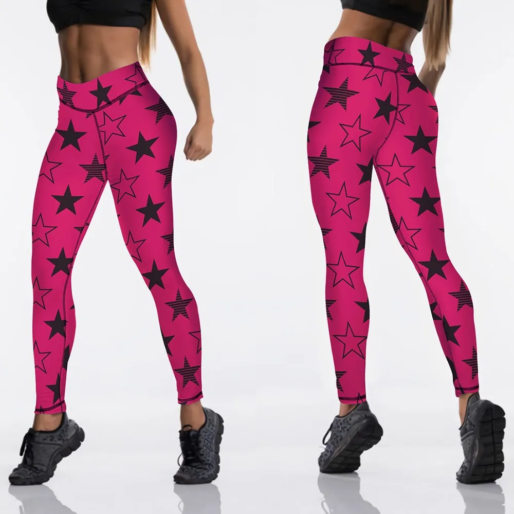 Spandex High Waist Women Digital Printed Fitness Leggings Push Up Sport GYM Leggings 