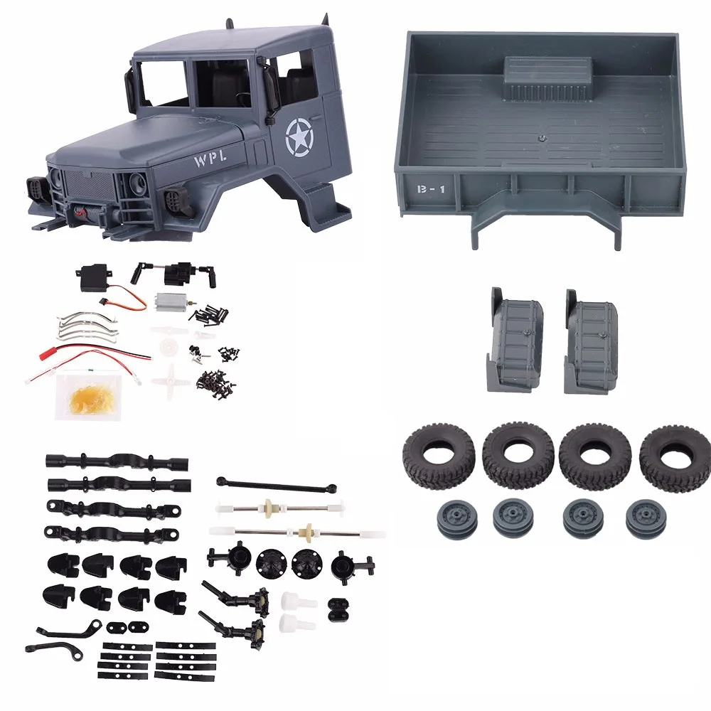 WPL B-14, Радиоуправляемый грузовик, пульт дистанционного управления, скалолазание, внедорожник, игрушка, 2,4 г, хобби, военный, 4 колеса, автомобиль, RTR, запасные части, сделай сам, комплект B-1 - Цвет: blue-KIT