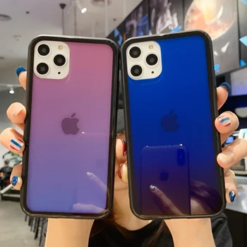 

Gradient tempered glass Total package side Hard Cover and Ultrathin For iphone 6 7 8 Plus and X XS XR and Iphone 11 Phone Case