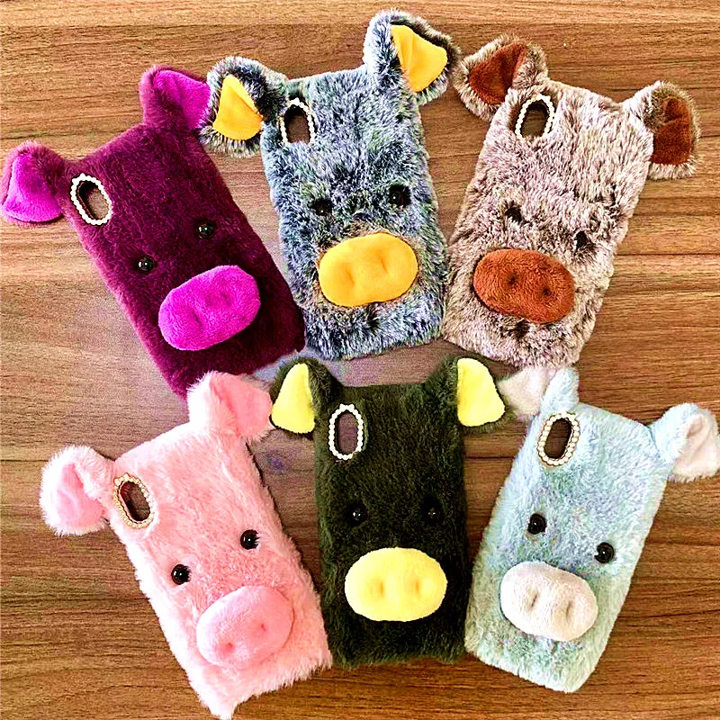 

Cute Plush Mobile Shell Soft Silicone Pig Dr. Mobile Shell for iPhone 11 Pro Max Max XR XS 7 8 6S Plus FUNDA
