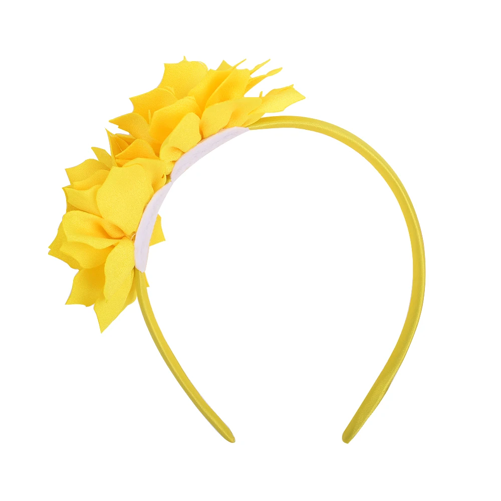 3.7 Inch  Solid Big Flower Headband Hair Band for Children Girls Bows Hair Hoop Grosgrain Ribbon Hair Accessories NEW Handmade ladies head wraps