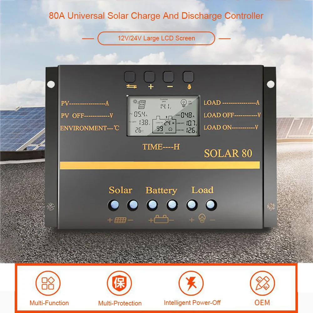 

Hot New SOLAR60 12V/24V 60A Multi-Protection Intelligent LCD Screen Solar Charge Controller Circuit Protection Durable ABS Case