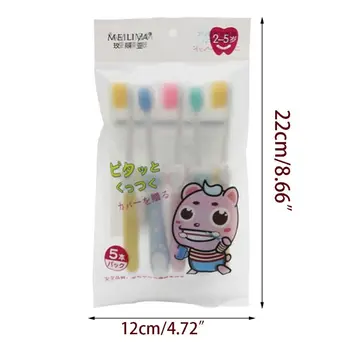 

5Pcs/Set Children Kids Toothbrush Cartoon Silicone Handle Manual Soft Bristles Teeth Cleaning Oral Care Tools Random Color
