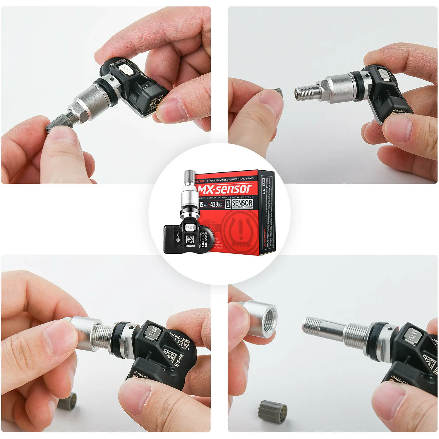 Tire Pressure Monitor Autel TPMS Sensor MX-Sensor 2 in 1 Tire Repair Tools TPMS Sensor Support Programing With TS501 TS508 Equal 433 MHZ+315MHZ
