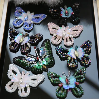 

FFLACELL Embroidered Rhinestone Sequin Butterfly Cloth Patch Sew on Clothes Accessories Decorative