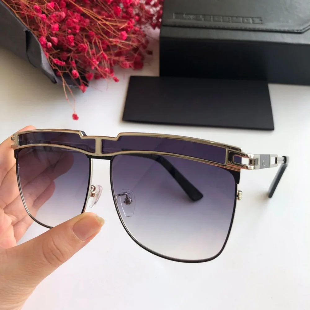 Модные Классические Брендовые мужские солнцезащитные очки lentes de sol, дизайнерские, 18 К, Золотая двойная оправа, мужские солнцезащитные очки, супер прозрачные зеркальные солнцезащитные очки