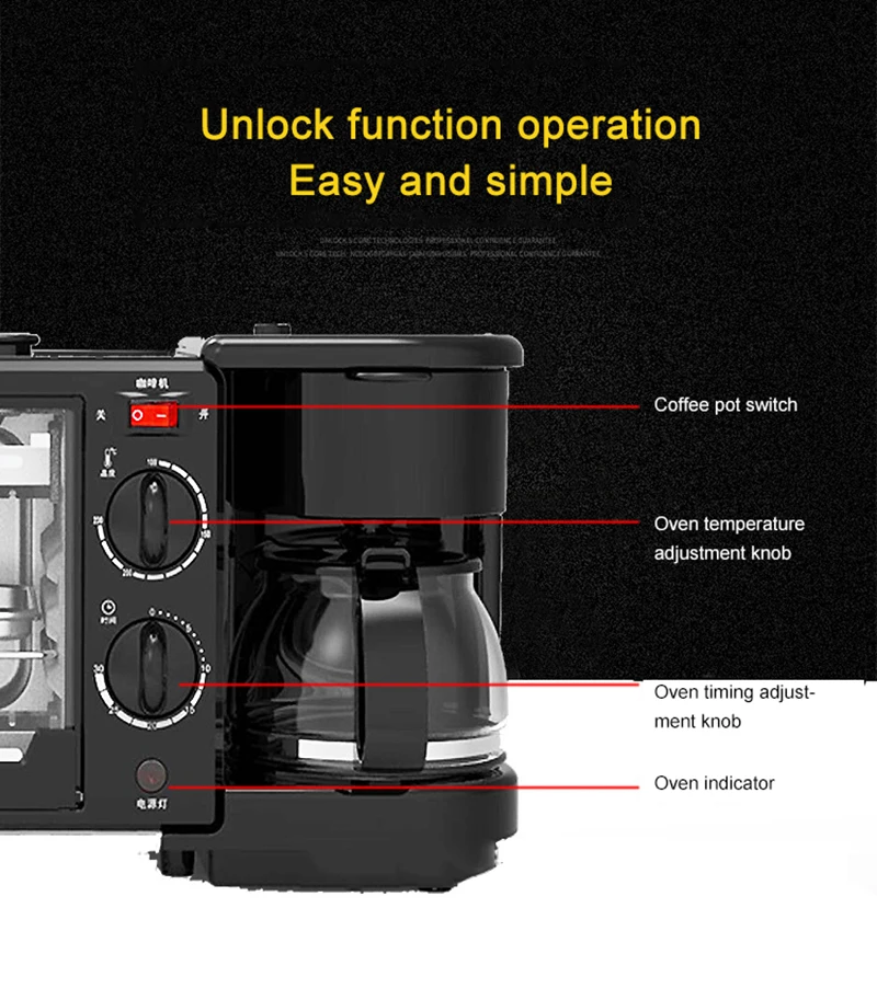Мульти-Функция машина для завтрака 3-в-1 с жареной жарки Кофе Чай Еда тостер Завтрак машина здоровый уход для тела