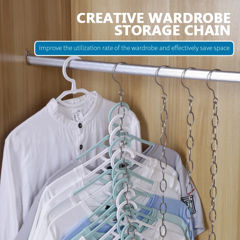 Stainless Steel Clothes Market Shop Display Hanging Chain Hooks With Ring Hanger 14 Hanging Hole Clothes Chain Holder Wardrobe clothes hanger,storage hanger,storage hanger hook