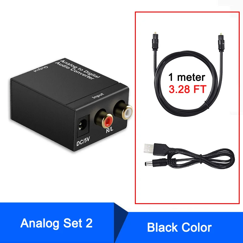 RCA аналого-цифровой оптический Toslink коаксиальный аудио конвертер адаптер с оптическим кабелем конвертер SPDIF цифровой аудио декодер - Цвет: Analog002