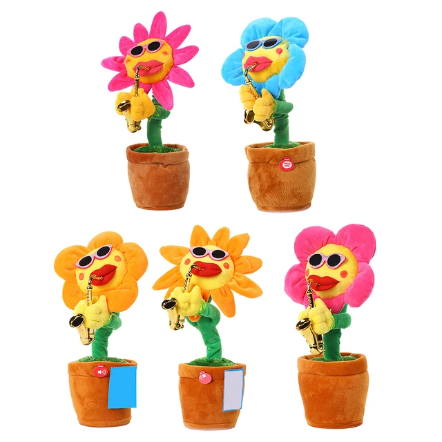 Simulation Sunflower Saxophone Plush Toy Enchanting Sunflower Musical Toys Funny Dancing Flower Connecting With  Toy 1