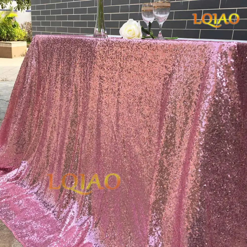 Лидер продаж, 90x132, inch-225x330cm скатерть с вышивкой цвета шампанского, кружевная скатерть с пайетками, прямоугольная Золотая скатерть для свадебного торжества, декор стола - Цвет: Pink Gold