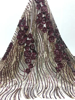 

african french tulle net lace fabric african lace fabric with sequins high quality 2.5yards nigerian lace fabric for dress FC-B1