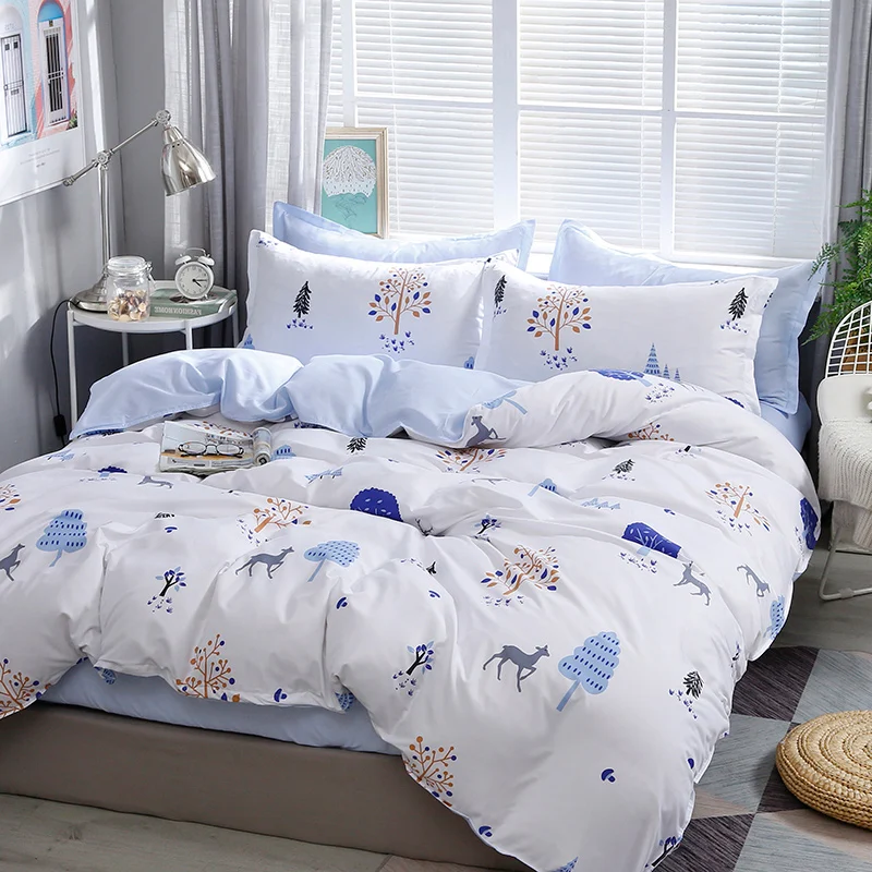 

Northern European-Style Denim Bed Sheet Quilt Cover Student Dormitory Single Three-Piece Bedding Full
