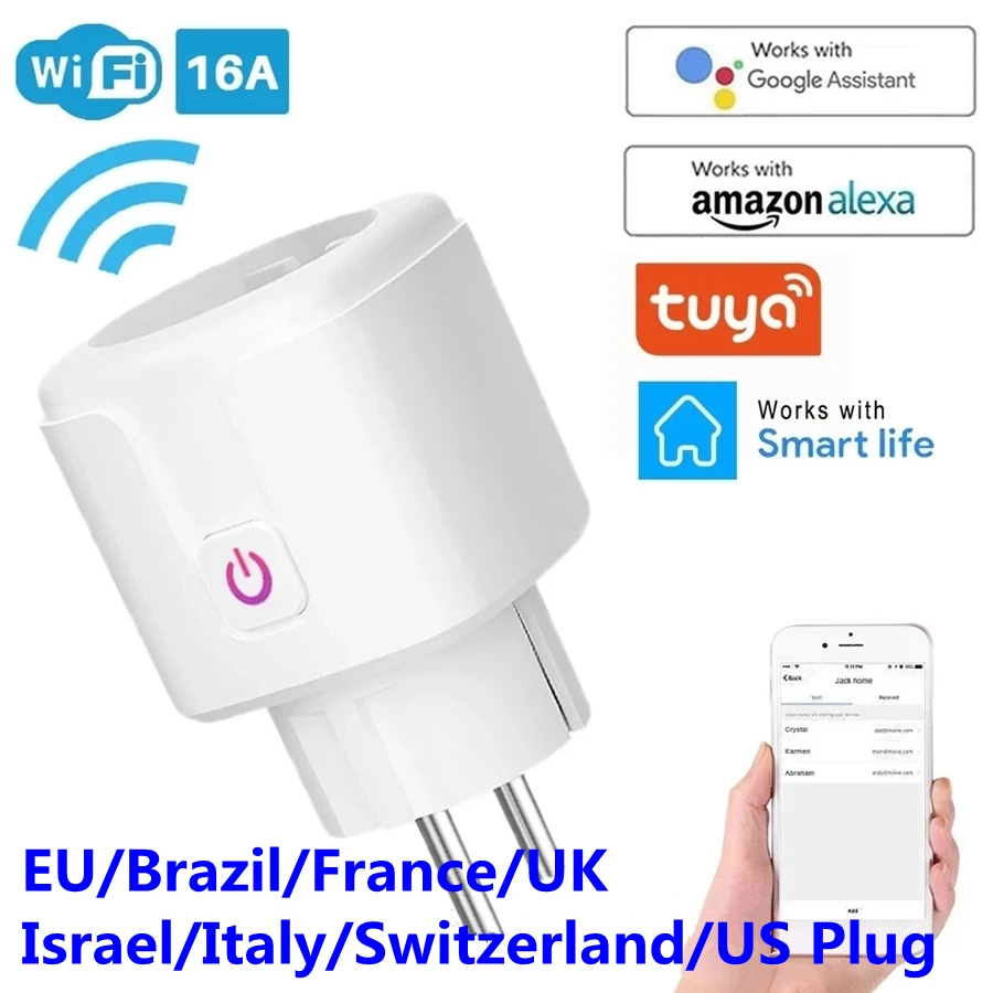Timer-Socket Outlet Uk Adapter Power-Energy-Monitor Voice-Control Smart-Plug Wifi Alexa