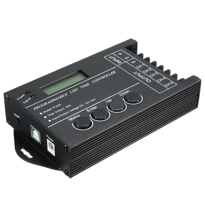 TC420 Время программируемый RGB светодиодный контроллер DC12V-24V 5 канал синхронизации