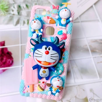 

For iphone X/XS MAX/XR DIY case ip 11 pro max 3D Doro Cat phone cover iP 7/8 plus handmade creamy shell SE 2020 cute girl gifts