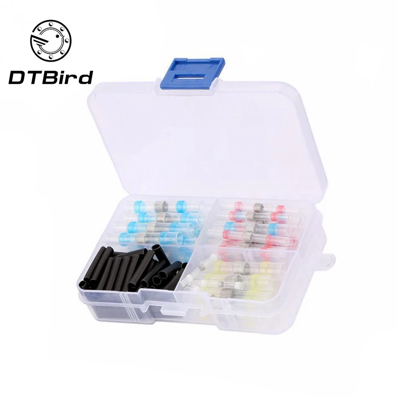 100PCS Boxed Assorted Solder Sleeve Heat Shrink Splice Butt Wire And Drop Ship Waterproof Solder Ring Set Combination Quality - Цвет: 1 set