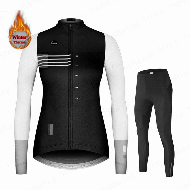 Cycling Jersey Set Women Cycling Clothing Winter Fleece Long Sleeve MTB Female Thermal
