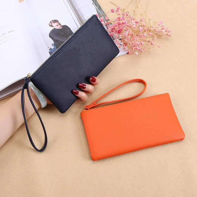 2021 nueva cremallera larga cartera moneda monedero Cartera de moda PU bolso de embrague de gran capacidad cartera