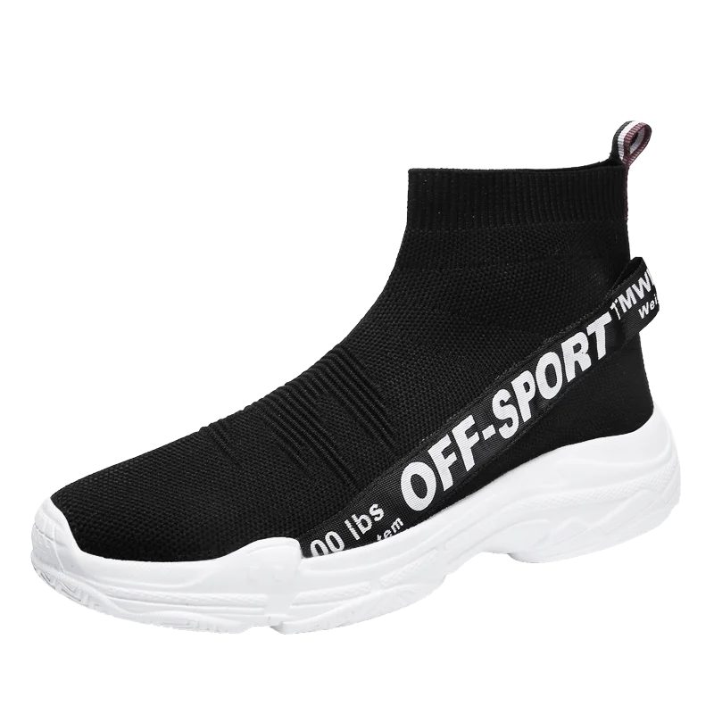New Outdoor Men Running Shoes Jogging Walking Sports Shoes High-quality Lace-up Athietic Breathable Sock Sneakers Dad Shoes - Цвет: Black B