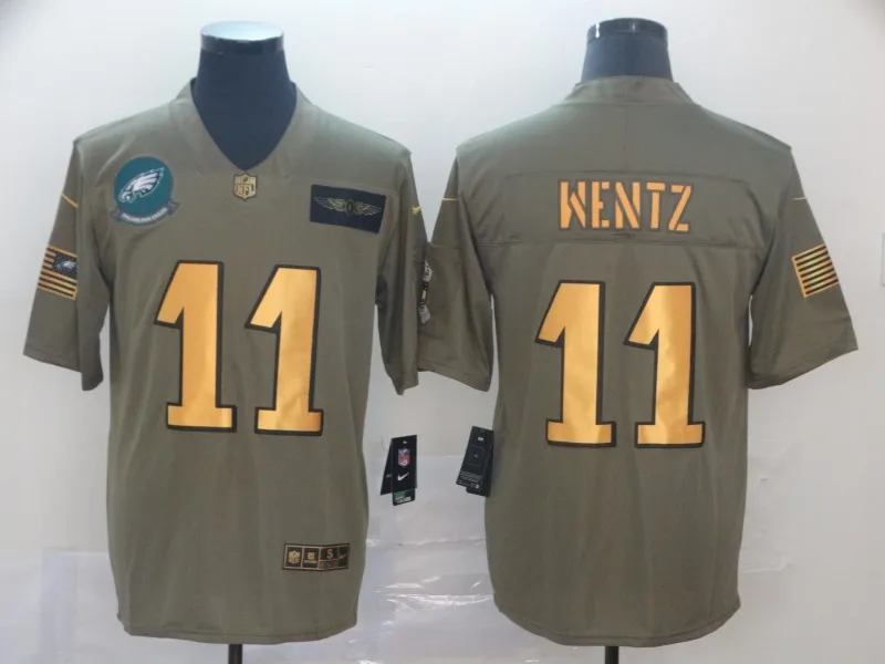 COLOR AS PHOTO SHOWN Stitiched, Philadelphia, 11 Carson Wentz 20 Brian Dawkins 43 Darren Sproles Elite для мужчин Eagles Jersey Olive/Gold - Цвет: COLOR AS PHOTO SHOWN