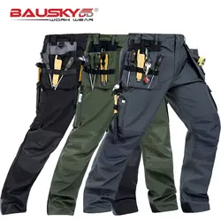Bauskydd модные летние мужские прочный тонкой ткани рабочие брюки с многофункциональным съемный инструмент карман T/C B218