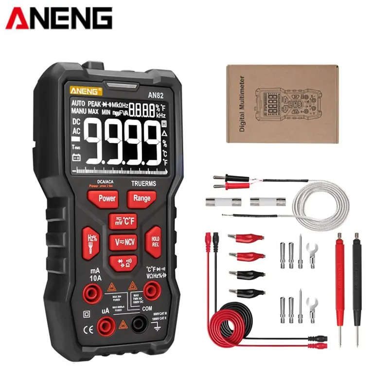 Цифровой мультиметр ANENG AN82 профессиональный тестер 9999 DIY транзисторный