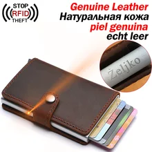 Натуральная кожа мужской кредитный держатель для Карт RFID Блокировка Мужской кошелек ID держатель для карт Банк бизнес кошельки Кошелек для женщин карточки, застежка