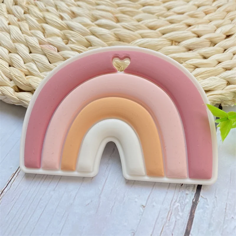 5/10pcsBPA Free Silicone Teethers Rainbow Cartoon Shape Tiny Rod Food Grade Silicone Baby Teethers Teething Toy 3