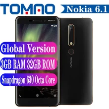 Global Version Nokia 6.1 Smartphone Octa Core Snapdragon 630 3GB RAM 32GB ROM 5.5" FHD 1920 x 1080 Resolution 3000 mAh 16MP NFC