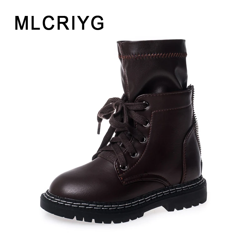 

New Autumn Kids Martin Boots Children Genuine Leather Shoes Baby Girls Ankle Boots Boys Rome Brand Boots Fashion Black Shoes