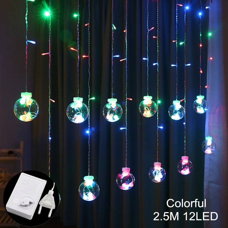 Christmas Decor for Home Elk Bell String Light LED Hanging Garland Christmas Tree Decor Ornament Navidad Xmas New Year Gift - Color: 0126-Colorful