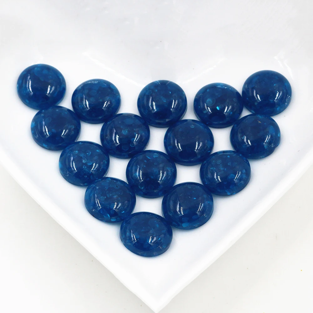 

New Fashion 100pcs 12mm Dark Blue Color Flat Back Resin Cabochons Cameo G6-20