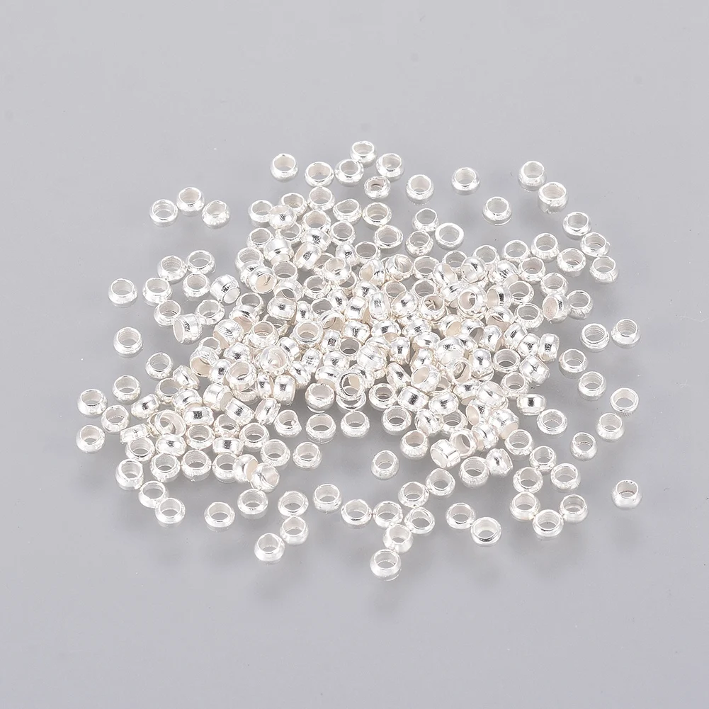 

10000pcs Silver color Rondelle Brass Crimp Beads Jewelry Findings 2x2mm, Hole: 1mm