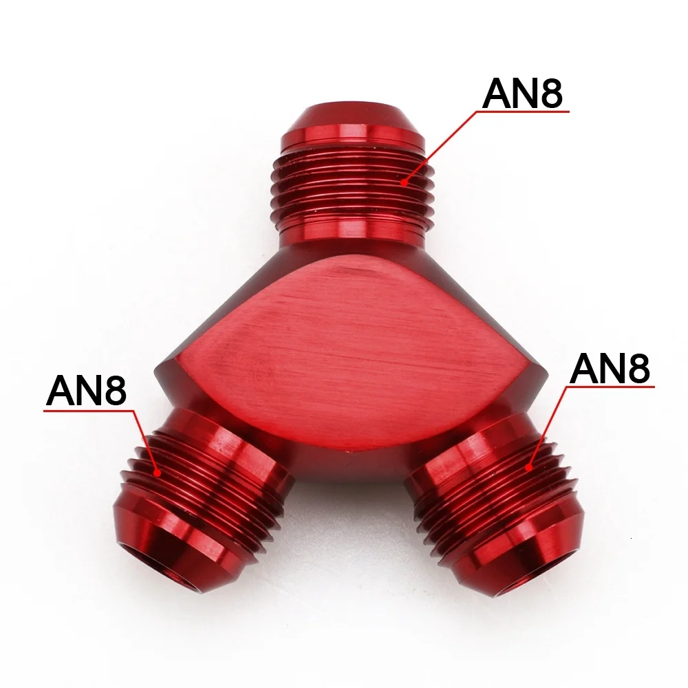 Алюминиевый Y блок Adapte AN6 AN8 AN10 r фитинги адаптер Черный Y Тип нефтяной трубы соединение - Цвет: AN8 RED