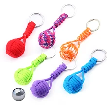 Self Defense Lanyard Monkey Fist Keychain Outdoor Security Protection Defensa Personal Steel Ball Women Survival Weapon