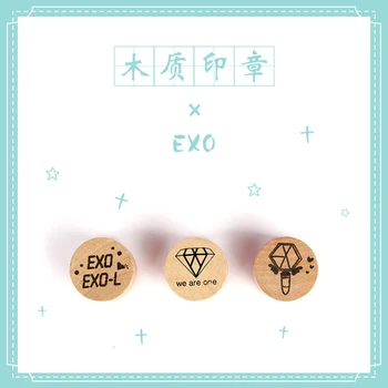 

1Pcs KPOP Star EXO Wooden Seal DIY Diary Scrapbooking Stamps Vintage Wood Ink Pad Stamp Wax Stamp Stationery Fan Supplies Gifts