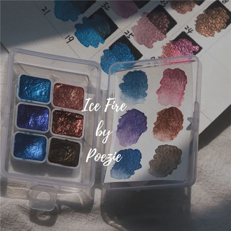 6pcs/box Nail Solid Pigment Watercolor Blue Purple Green Manicure Decor Metallic Draw Smudge Glitter Watercolor Nail Pigment nail pigment nail decoration nail decorations