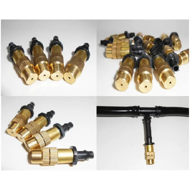 Adjustable Copper Spray Nozzle Garden Patio Water Mister Air Misting Cooling System Sprinkler Micro Irrigation Pack Of 10(Copper